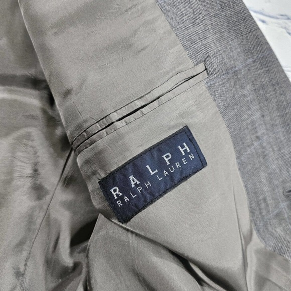 RALPH Ralph Lauren Blazer Jacket Sport Coat Gray Plaid Wool Cashmere MENS SZ 44L - Picture 3 of 12